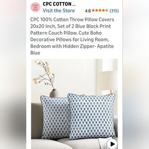 CPC 20x20 Throw Pillow Covers, Set Of 2, 100% Cotton.